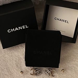 Chanel Crystal Double CC Earrings Gold Silver